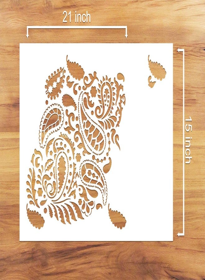 WallDesign قالب تصميم بنمط بيزلي قبلي للرسم على الجدران للمكاتب والمنازل والفنادق (مقاس التصميم 21 بوصة × 15 بوصة) - Image 2